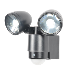 Sirocco 2 Light LED Security Spotlight with PIR Sensor - Black