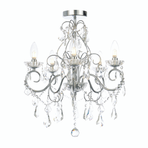 Vela 5 Light Bathroom Chandelier, Chrome