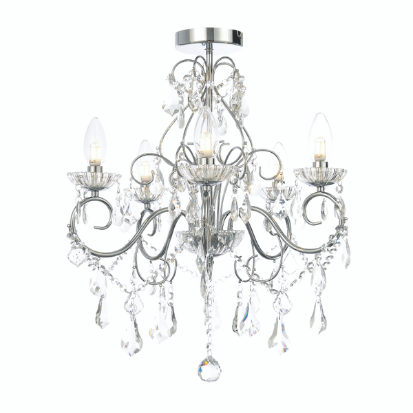 Vela 5 Light Bathroom Chandelier, Chrome