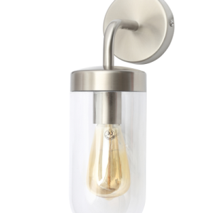 Kew Outdoor Industrial Style Curved Arm Wall Light - Stainless Steel