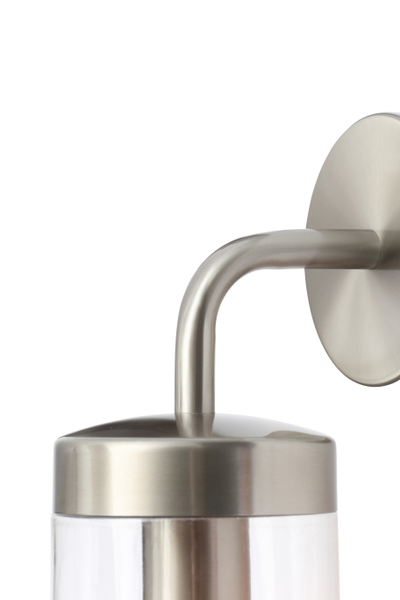 Kew Outdoor Industrial Style Curved Arm Wall Light - Stainless Steel - Image 3