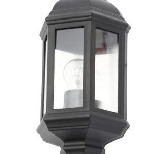 Athena 1 Light Outdoor 3 Sided Lantern Wall Light - Black