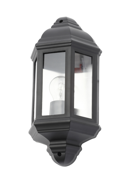 Athena 1 Light Outdoor 3 Sided Lantern Wall Light - Black