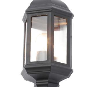 Athena 1 Light Outdoor 3 Sided Lantern Wall Light - Black