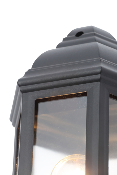 Athena 1 Light Outdoor 3 Sided Lantern Wall Light - Black - Image 3
