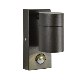 Leto Outdoor Up or Down Wall Light with PIR Sensor, Black