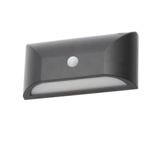 Poole Outdoor LED Rectangular Wall Light with PIR Sensor, Black