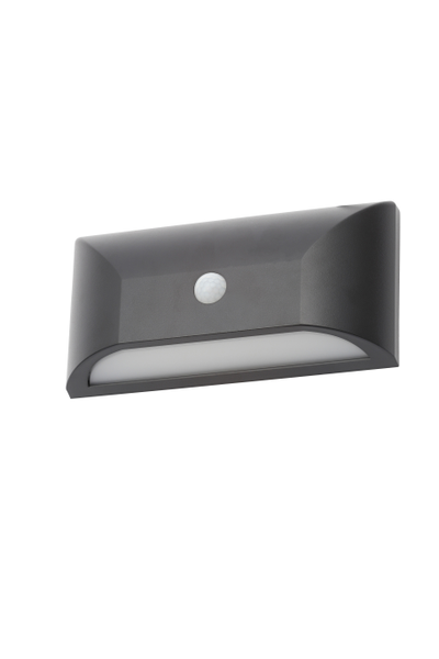 Poole Outdoor LED Rectangular Wall Light with PIR Sensor, Black