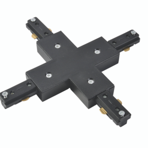 Tor X Shaped Connector for Single Circuit Mains Track - Black