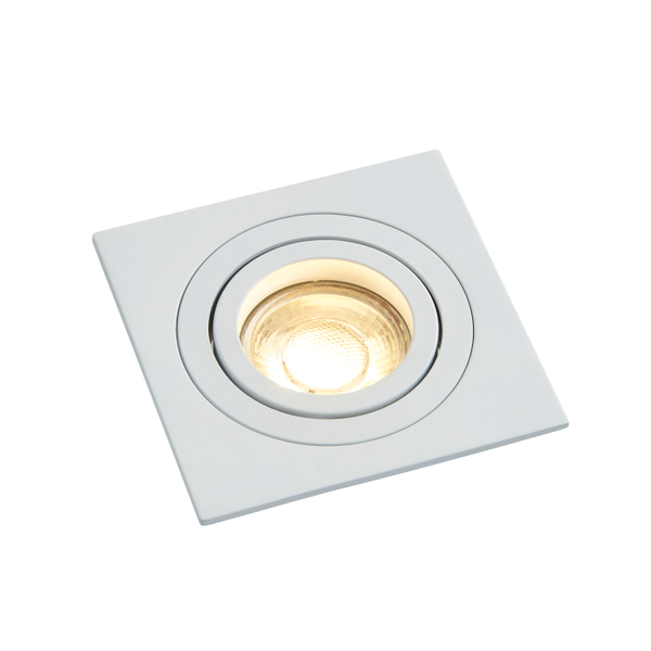 Pasto Single Aluminium Square Adjustable Downlight GU10 White