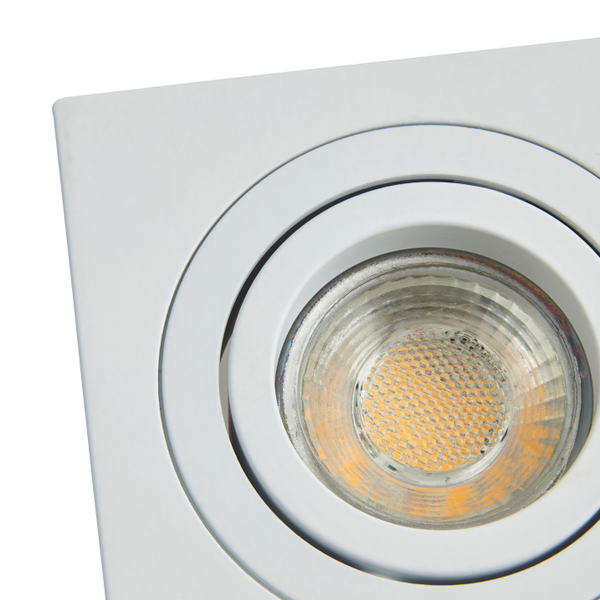 Pasto Single Aluminium Square Adjustable Downlight GU10 White - Image 3