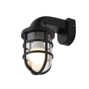 Jura Outdoor Caged Wall Light, Black