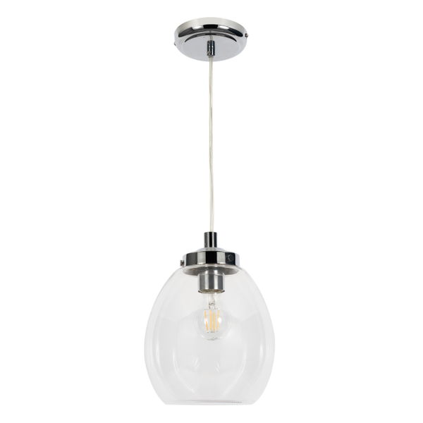 Bryn Clear Glass Bathroom Ceiling Pendant, Chrome - Image 2