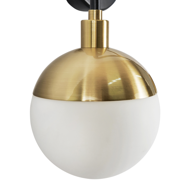 Lille 2 Light Bathroom Wall Light, Black and Brass - Image 4