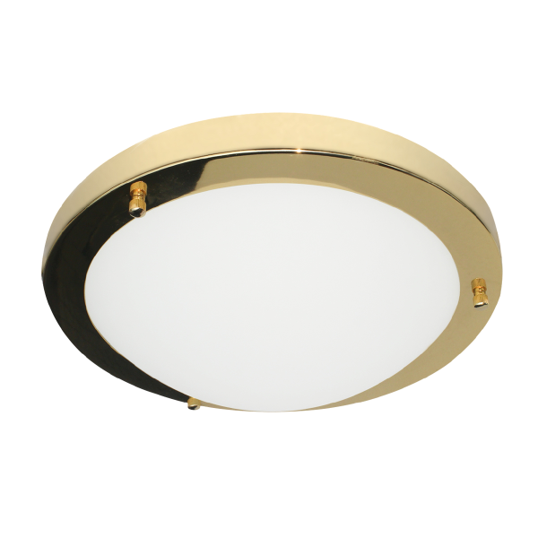 Delphi Flush 18 Watt Large LED Flush Bathroom Ceiling Light - Brass