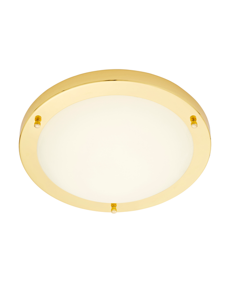 Delphi Flush 18 Watt Large LED Flush Bathroom Ceiling Light - Brass - Image 2