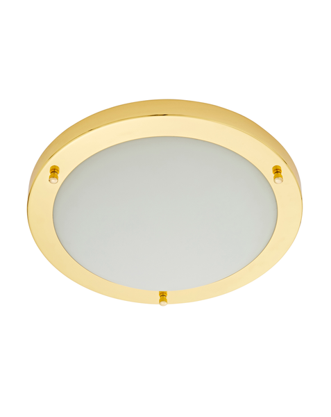 Delphi Flush 18 Watt Large LED Flush Bathroom Ceiling Light - Brass - Image 3