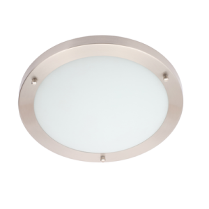 Delphi Flush 18 Watt Large LED Flush Bathroom Ceiling Light - Satin Nickel