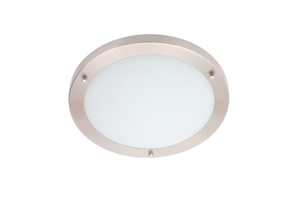 Delphi Flush 18 Watt Large LED Flush Bathroom Ceiling Light - Satin Nickel