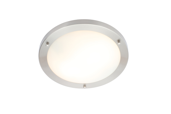 Delphi Flush 18 Watt Large LED Flush Bathroom Ceiling Light - Satin Nickel - Image 2