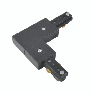 Tor L Shaped Connector for Single Circuit Mains Track - Black