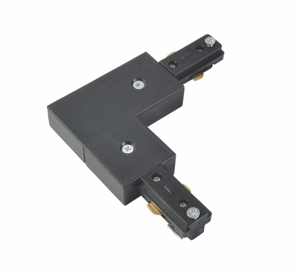 Tor L Shaped Connector for Single Circuit Mains Track - Black