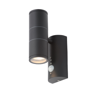 Islay Up and Down Outdoor Wall Light with PIR Sensor, Black