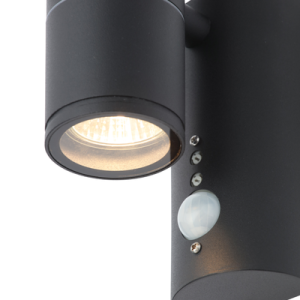 Islay Up and Down Outdoor Wall Light with PIR Sensor, Black
