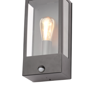 Minerva Outdoor Wall Light with PIR Sensor, Black