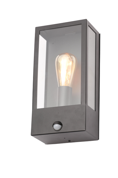 Minerva Outdoor Wall Light with PIR Sensor, Black