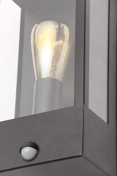 Minerva Outdoor Wall Light with PIR Sensor, Black - Image 2