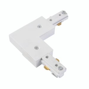 Tor L Shaped Connector for Single Circuit Mains Track - White