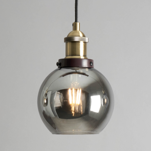 Carter 1 Light Kitchen/Diner Pendant - Antique Brass/Smoked - Image 2