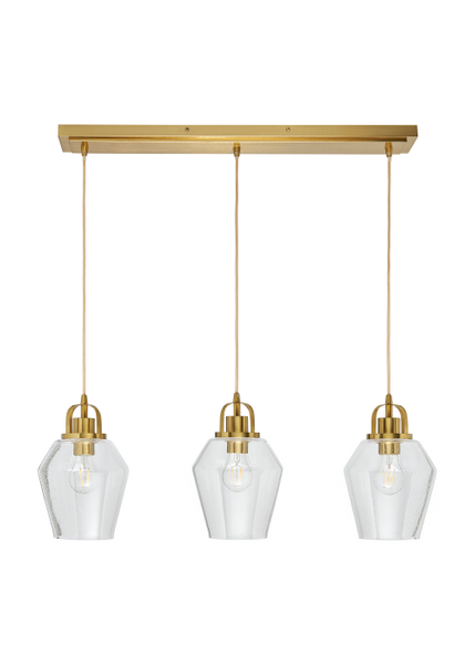 Saskia 3 Light Kitchen/Diner Pendant - Satin Brass/Bubble Glass - Image 4