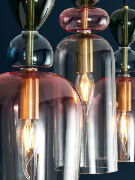 Vietri 5 light Kitchen/Diner Bar Pendant - Satin Brass/Multi - Image 3