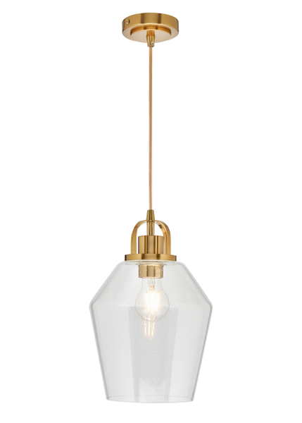 Saskia 1 Light Kitchen/Diner Pendant - Satin Brass/Bubble Glass - Image 3