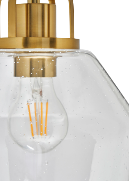 Saskia 1 Light Kitchen/Diner Pendant - Satin Brass/Bubble Glass - Image 4