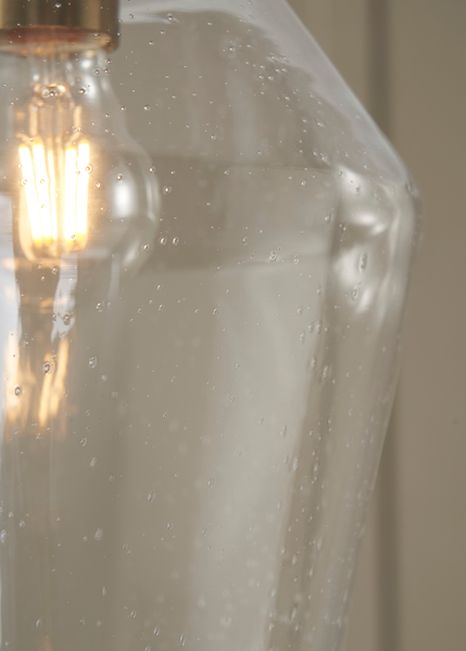 Saskia 1 Light Kitchen/Diner Pendant - Satin Brass/Bubble Glass - Image 5