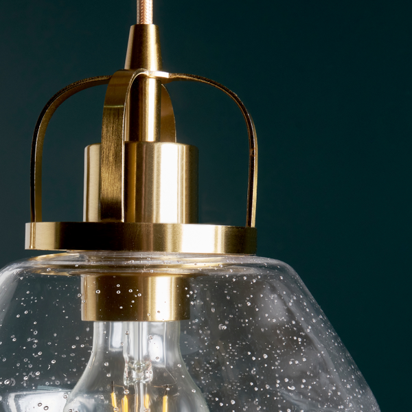 Saskia 3 Light Kitchen/Diner Pendant - Satin Brass/Bubble Glass - Image 7