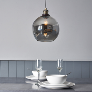 Carter 1 Light Kitchen/Diner Pendant - Antique Brass/Smoked