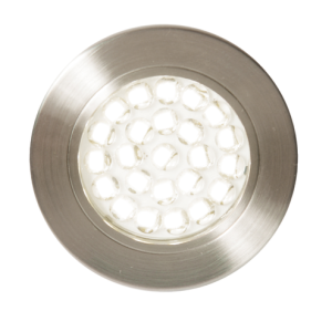 Pozza Circular Recessed Warm White LED Under Kitchen Cabinet Light - Satin Nickel