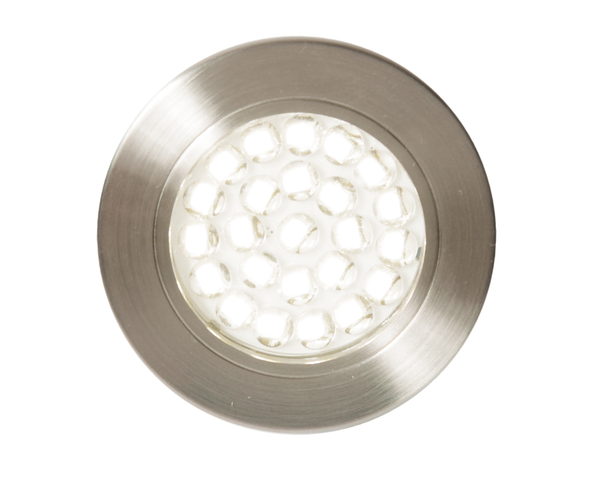 Pozza Circular Recessed Warm White LED Under Kitchen Cabinet Light - Satin Nickel