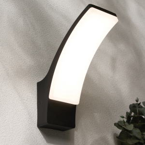 Batsu 12 Watt LED Curved Outdoor Wall Light - Black