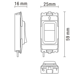 1 Gang Slim Grid Kinetic Switch Dimmable Module White