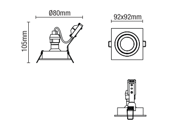 Pasto Single Aluminium Square Adjustable Downlight GU10 White - Image 6