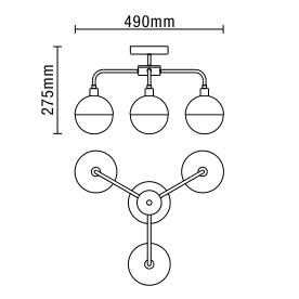 Lille Bathroom Semi Flush Ceiling Light, Black and Brass - Image 4