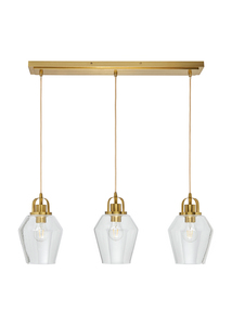 Saskia 3 Light Kitchen/Diner Pendant - Satin Brass/Bubble Glass - Image 10