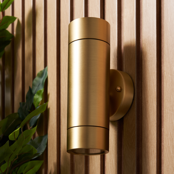 Brac Solid Brass Outdoor Up & Down Wall Light, Brass - Image 6