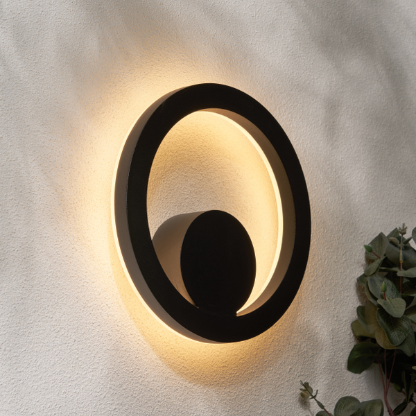 Eclipse Outdoor LED Circular Wall Light, Black - Image 3