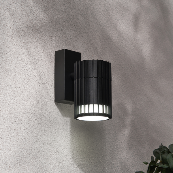 Muto Outdoor Fixed Down Wall Light, Black